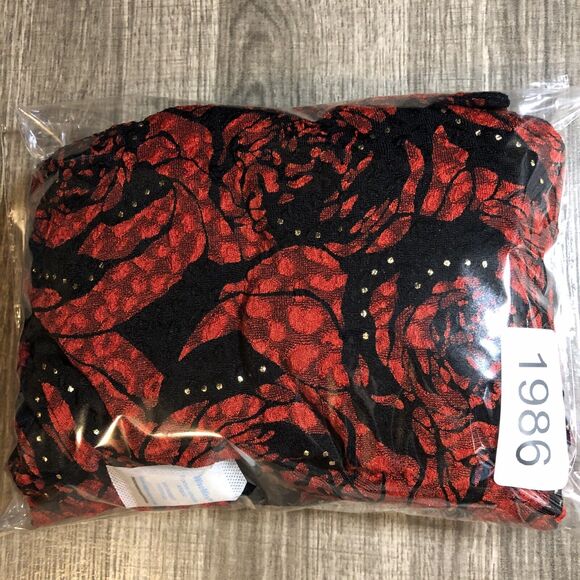 JM Collection Jacket Women M Red Black Cardigan Sparkling Rose Layered Look Top - Picture 11 of 11